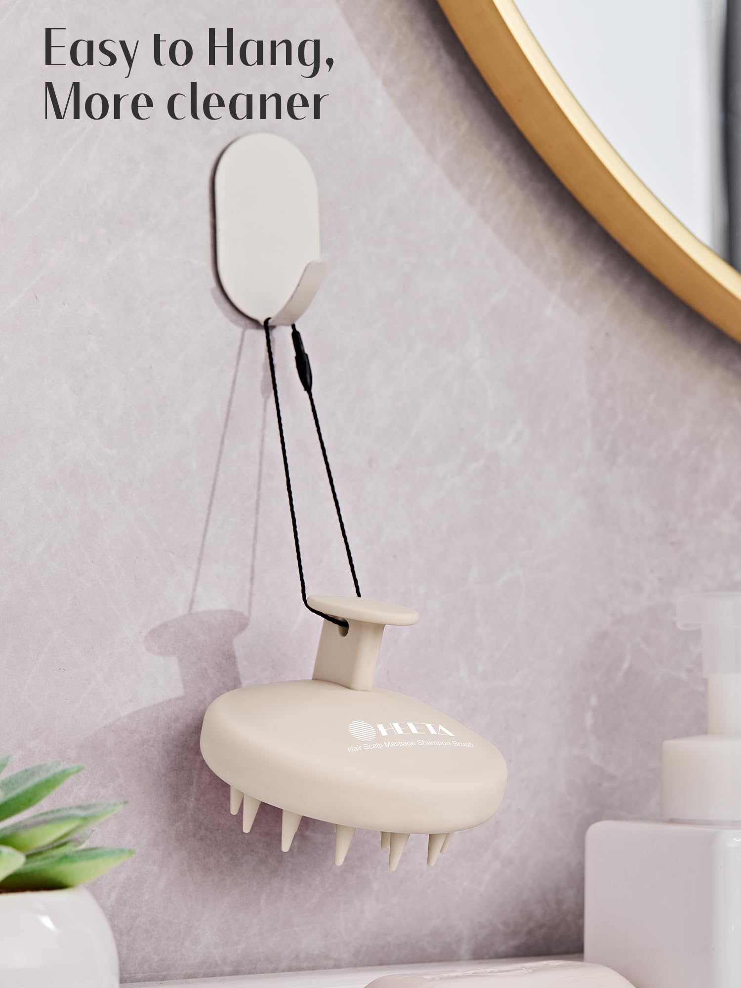 HEETA relaxing scalp massage scene emphasizes stress relief during routine