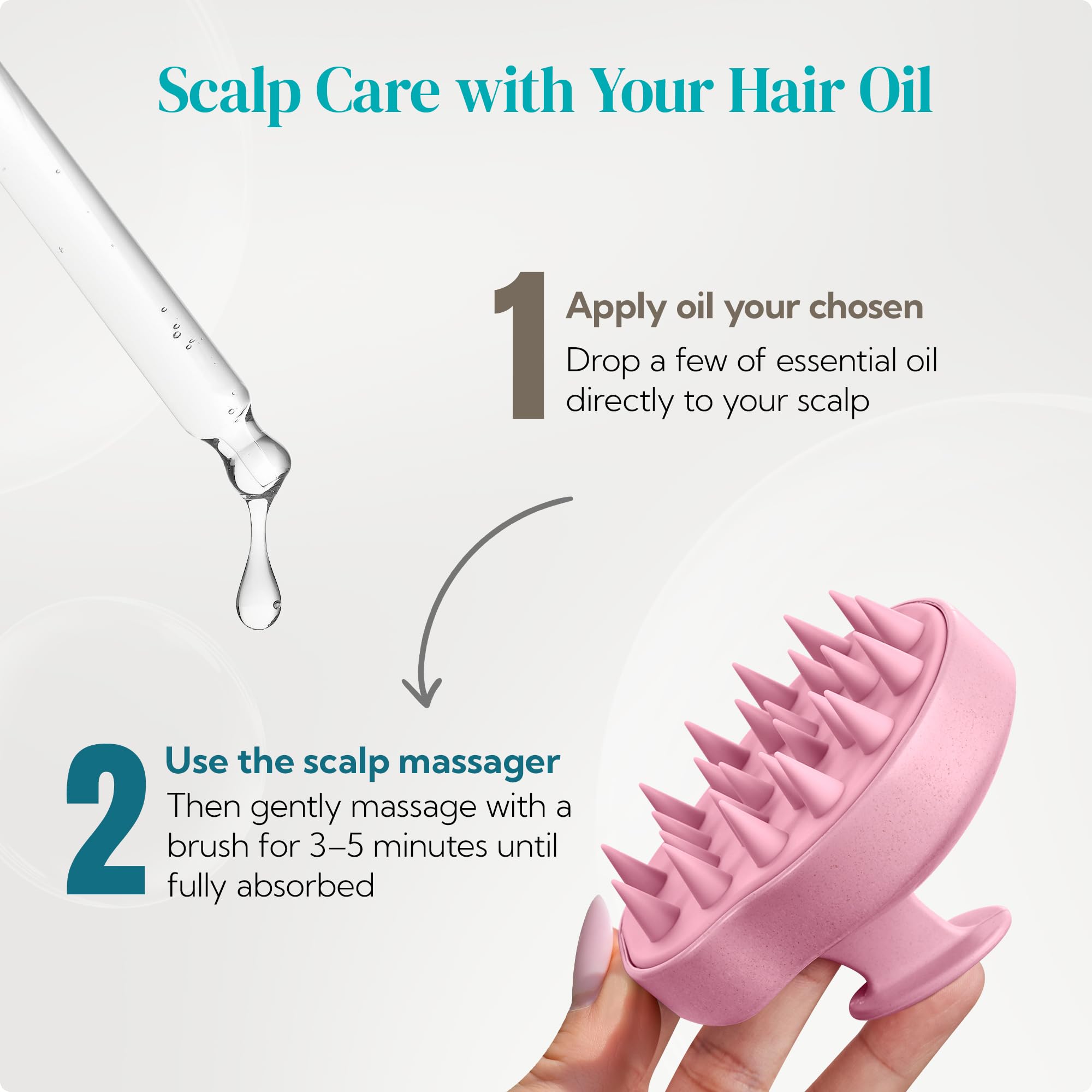 HEETA scalp massager in shower illustrates wet-use versatility for cleansing.