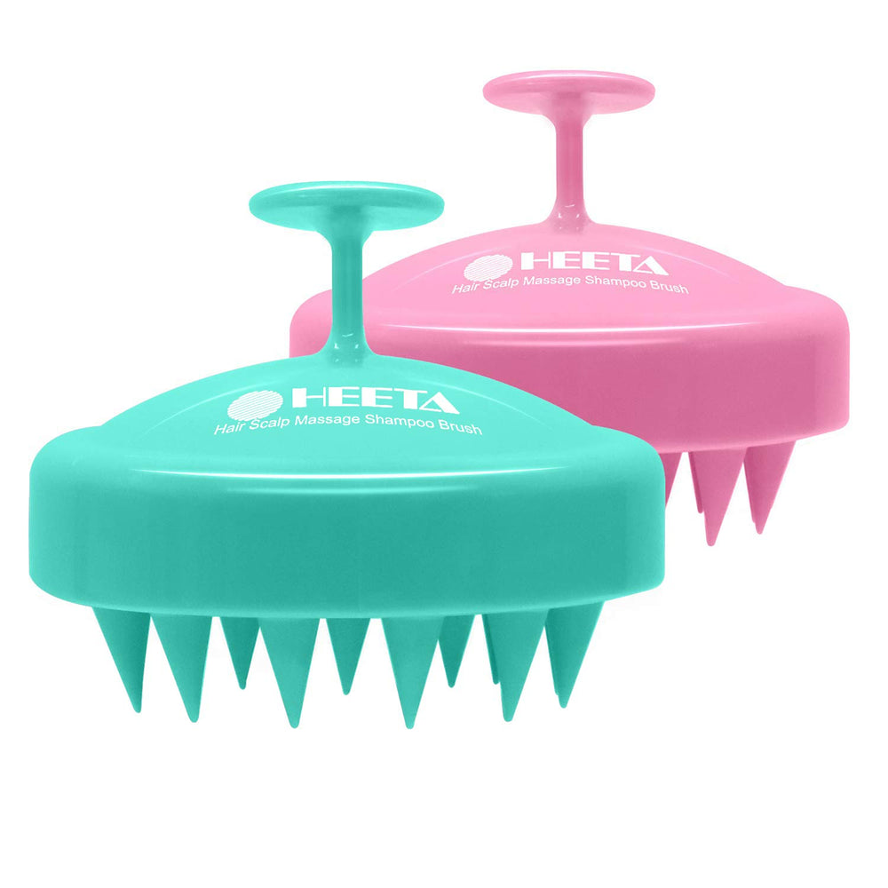 HEETA scalp massager two-pack with soft silicone bristles for deep cleansing and oil control
