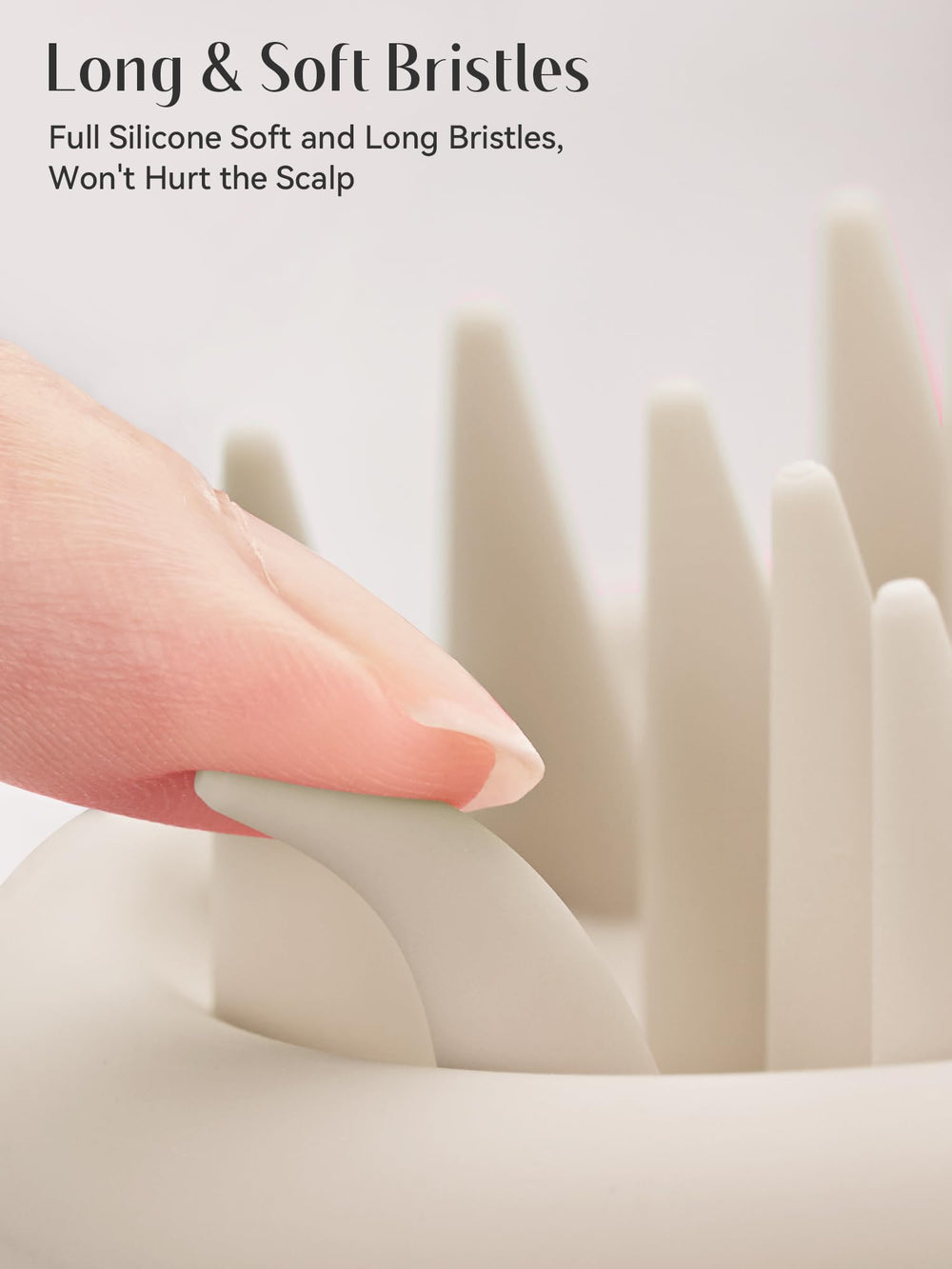 HEETA silicone integrated design close-up highlights flexible bristles for deep cleansing