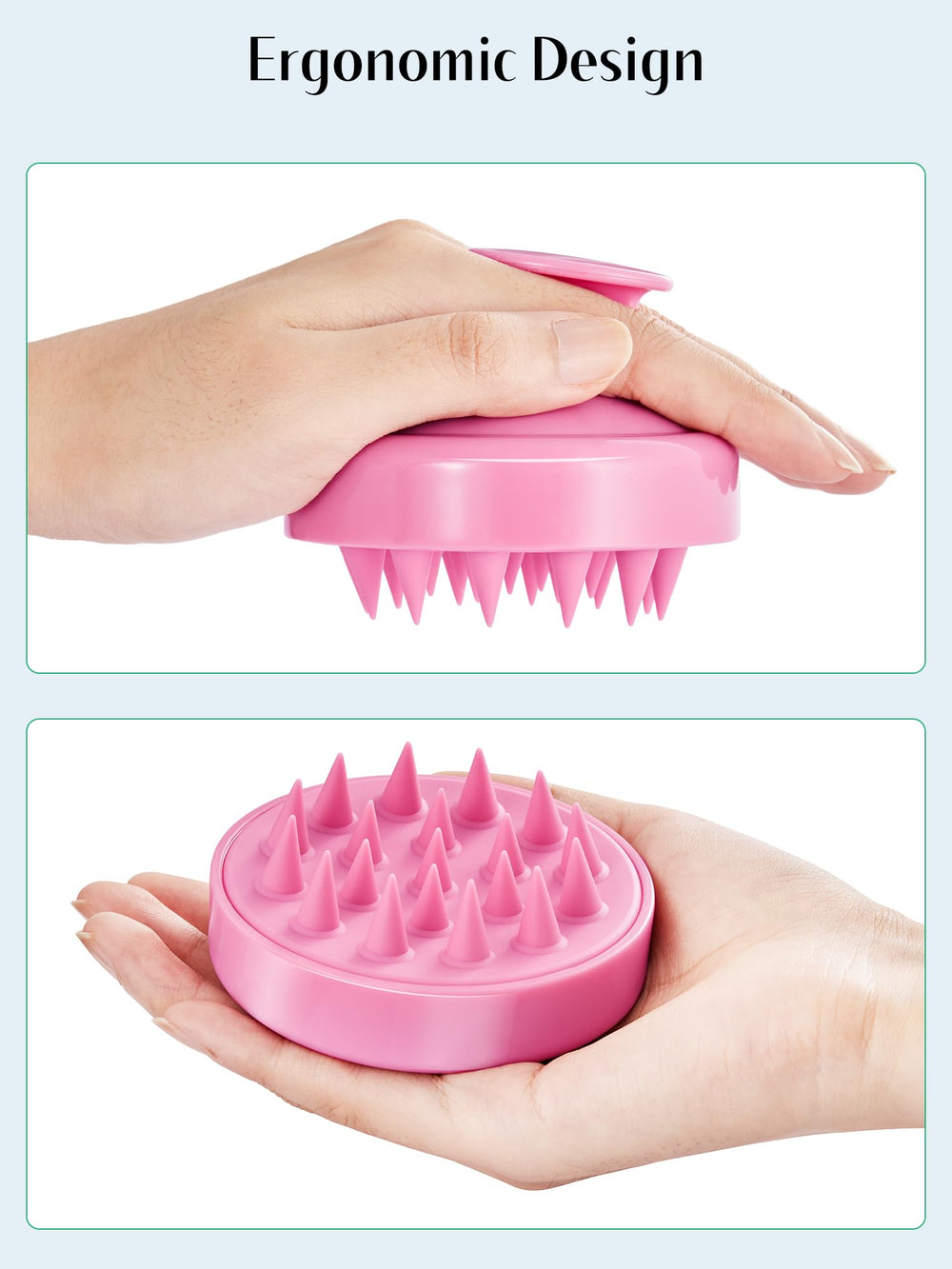 HEETA soft silicone bristles for gentle scalp exfoliation and buildup removal