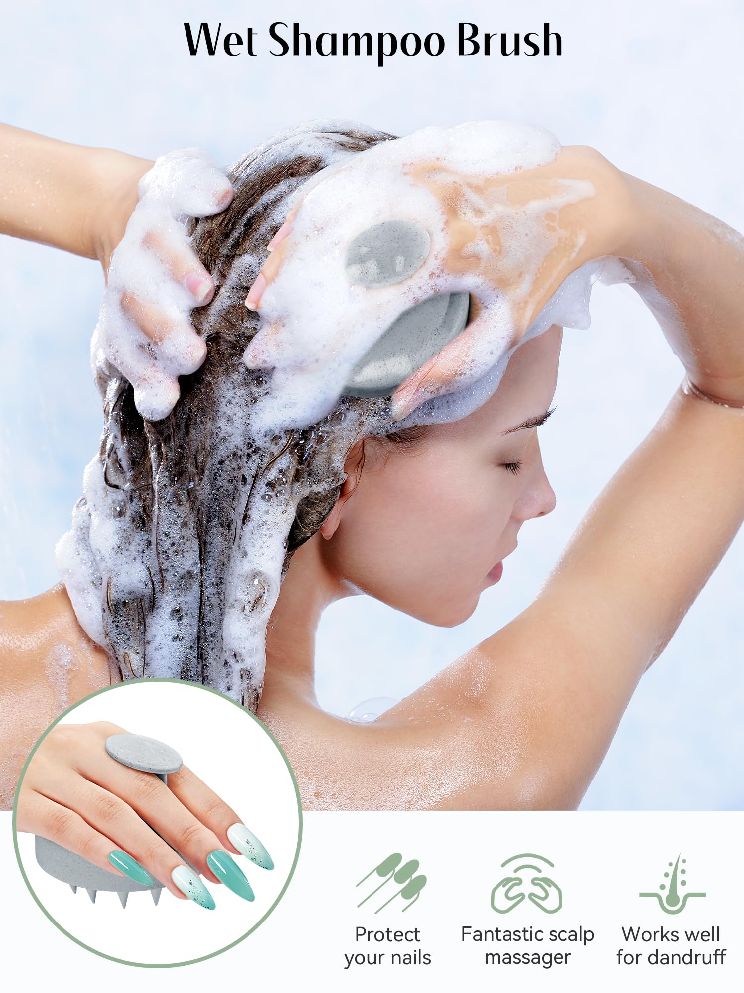 HEETA wet-dry use image demonstrates versatile shower and post-wash care for all hair.