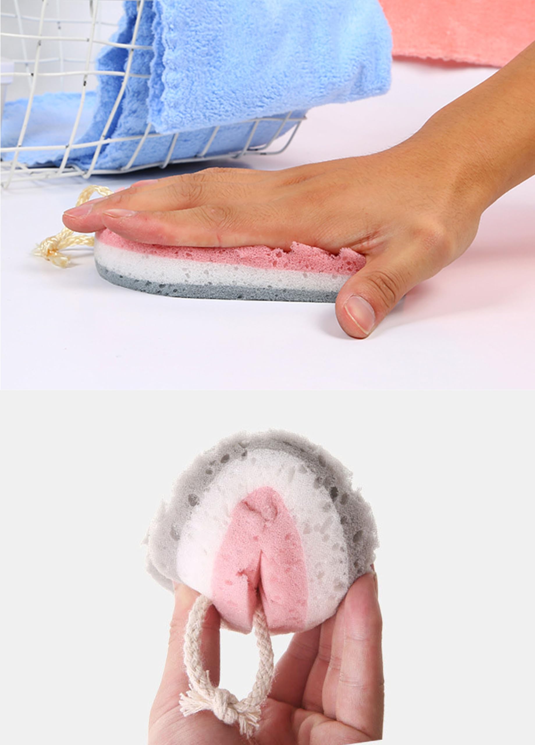 Heideryafei 2-pack large sponge against shower setting highlighting rich lather capability