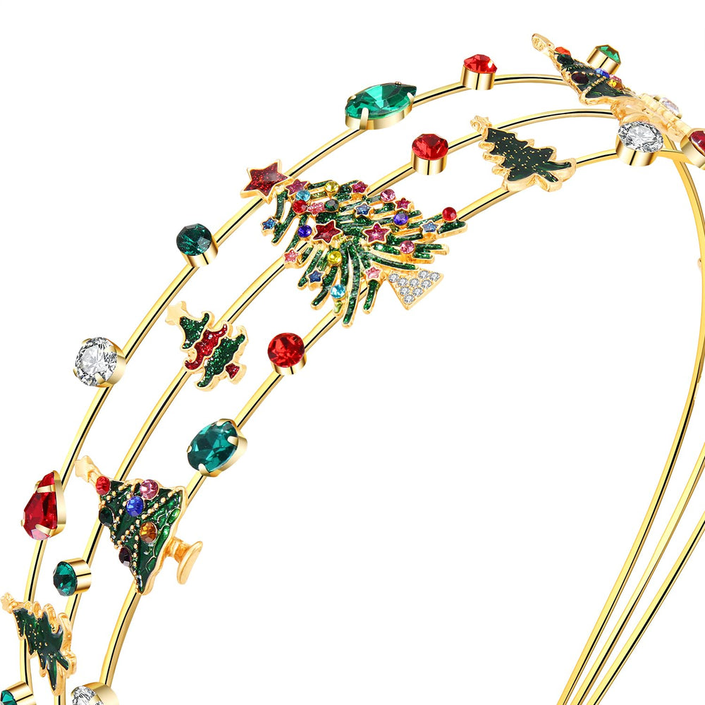 Close-up crystal details on the HEIDKRUEGER headband add sparkle to holiday looks.