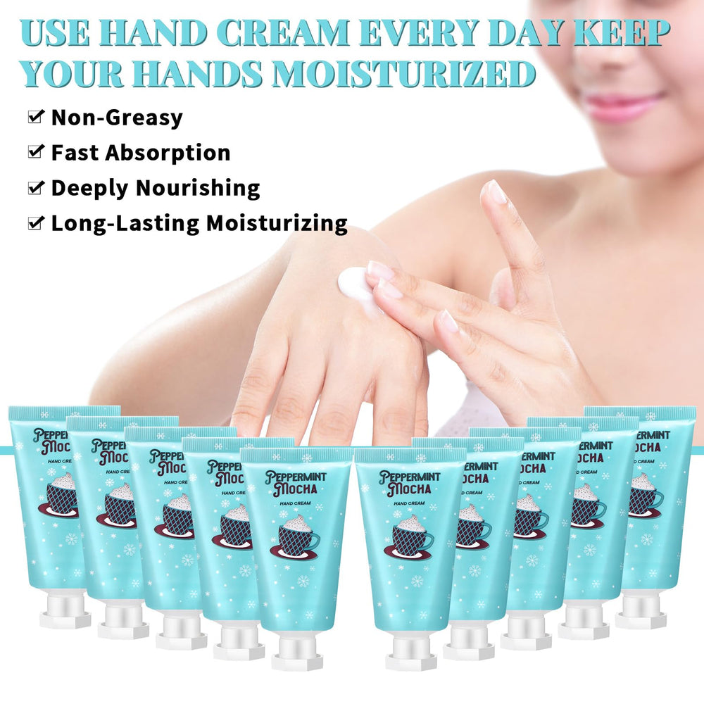 Heigble gift-ready hand cream boxes arranged for office or party favors.