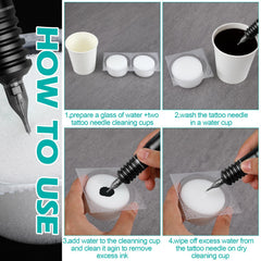 Heigble tattoo machine needle cleaning cap illustrating precise tip cleaning during color changes.