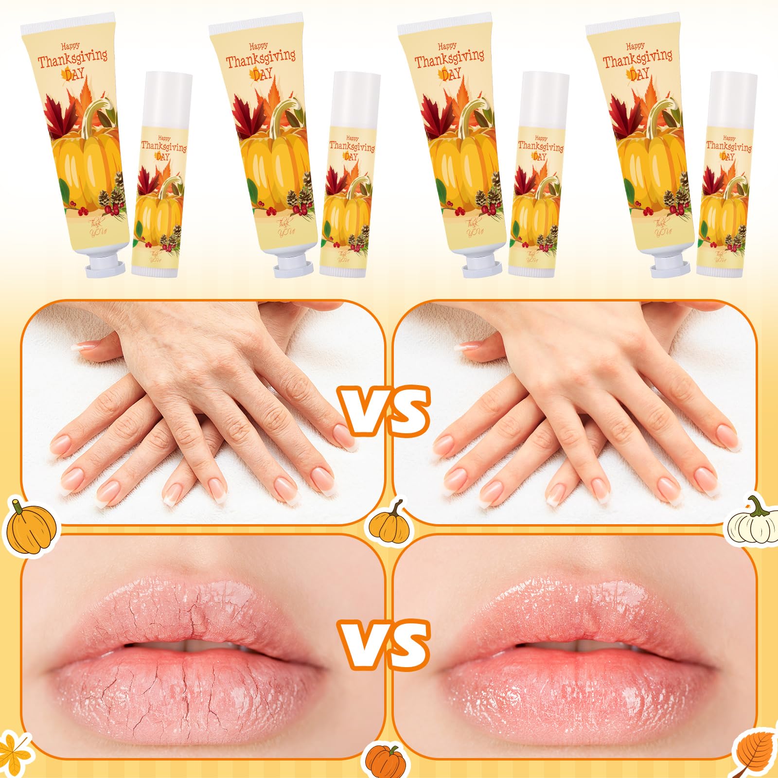 Heigble Thanksgiving lip balm with pumpkin motif provides compact moisture.