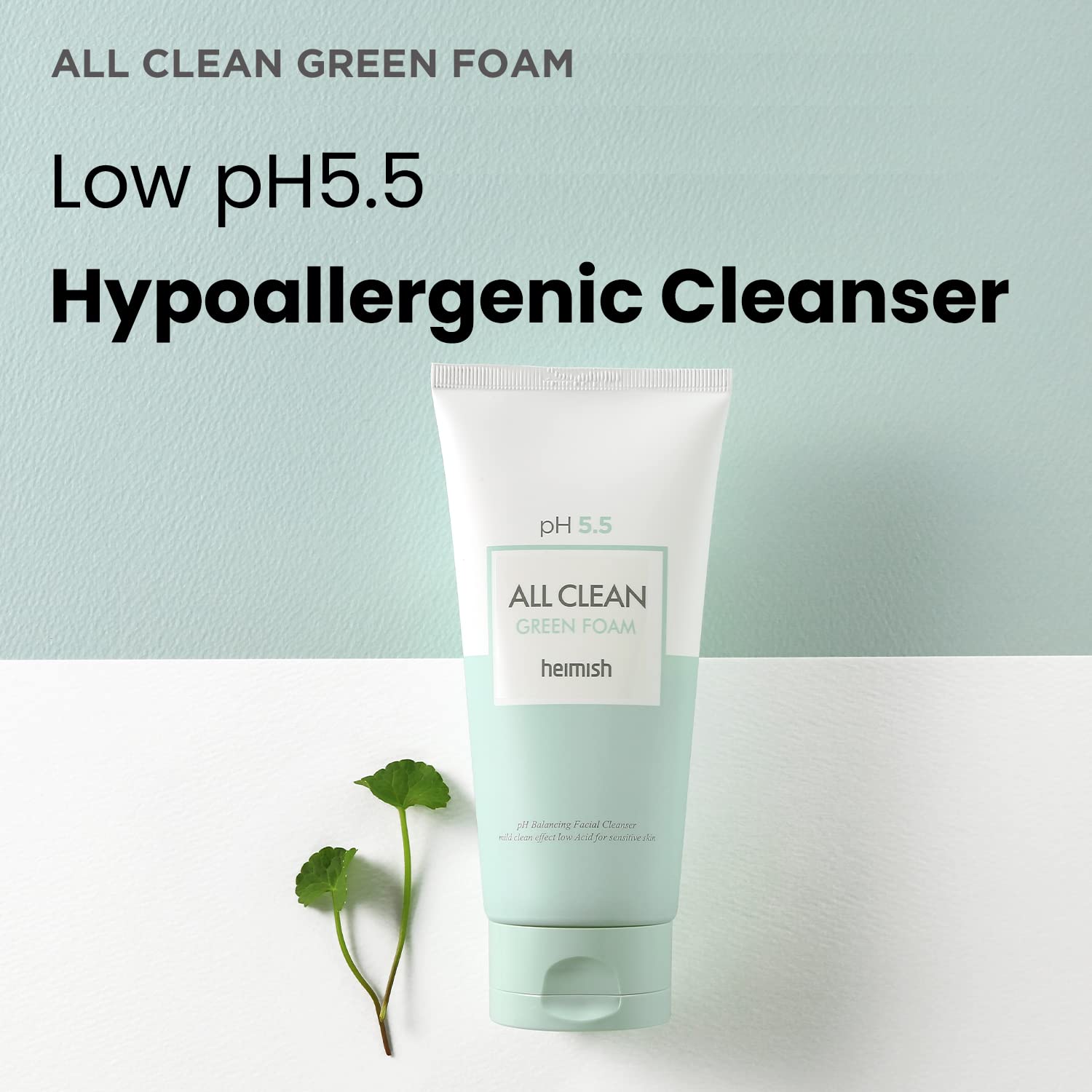 HEIMISH All Clean Green Foam Wash foam-lather highlights a gentle, hydrated cleanse for sensitive skin.