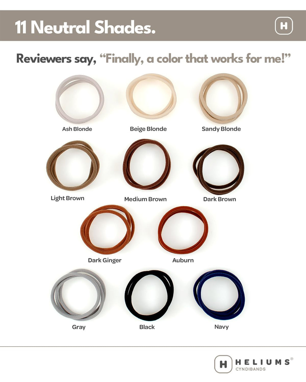 Heliums 6mm thin hair ties 1.75 inch length for delicate ponytails