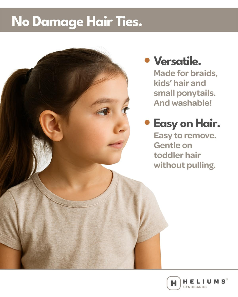 Heliums seamless nylon hair ties light brown highlight gentle hold for fine hair.