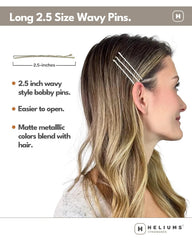 Heliums large bobby pins on bun in light ash blonde demonstrate no-slip grip