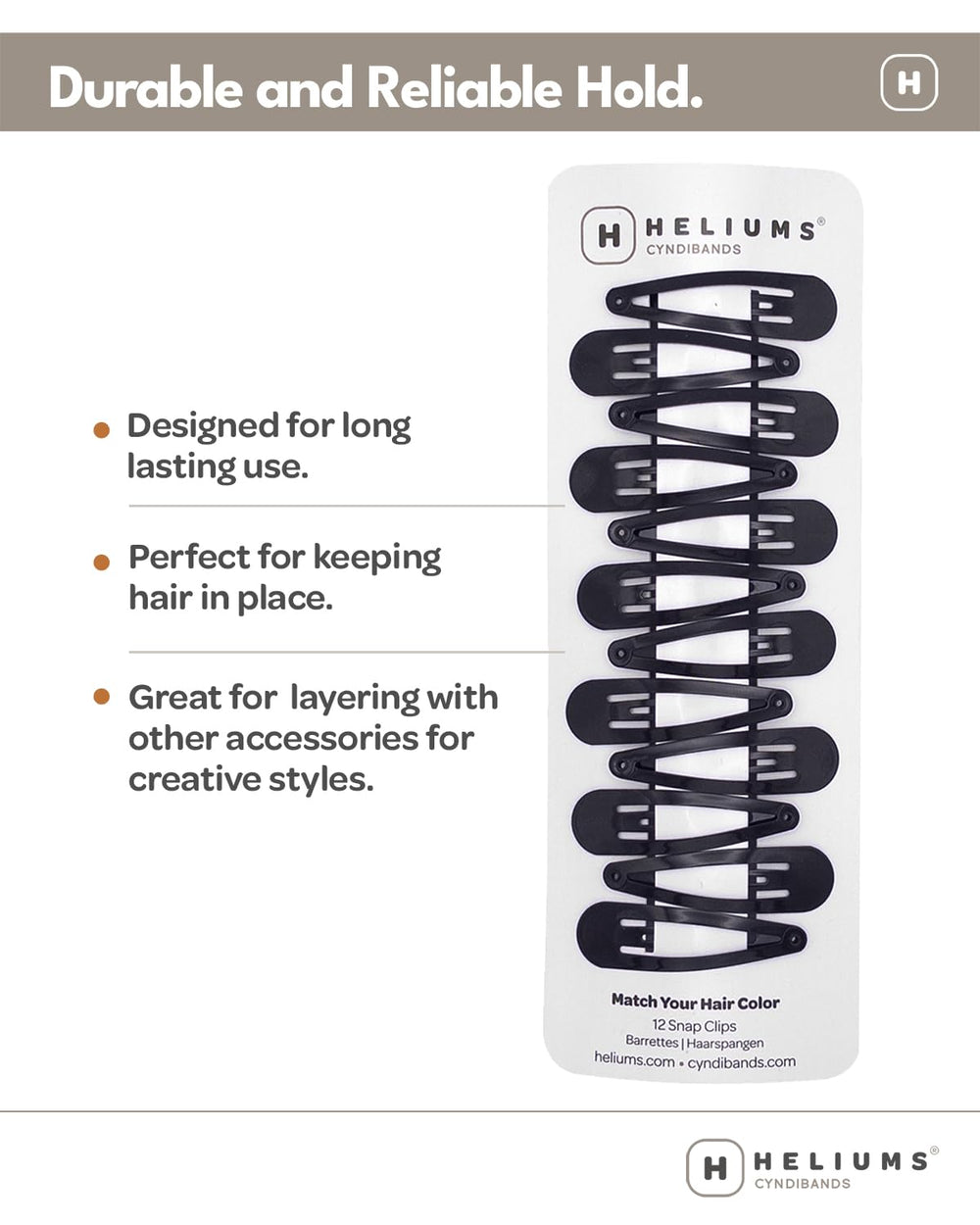 Heliums Snap Hair Clips for professional settings, secure flyaway control.