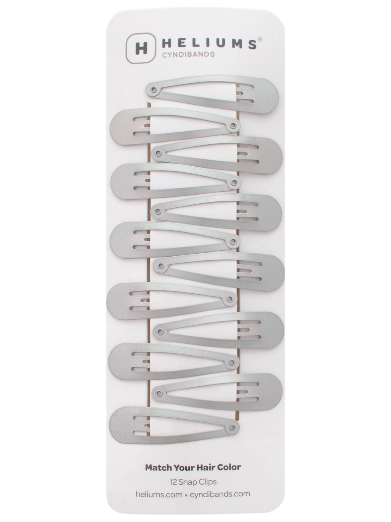Heliums Snap Hair Clips in silver-gray 2in closeup, ideal for quick, secure everyday styling.