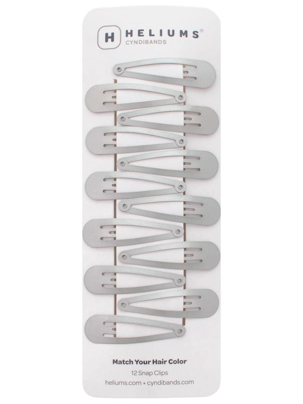 Heliums Snap Hair Clips in silver-gray 2in closeup, ideal for quick, secure everyday styling.