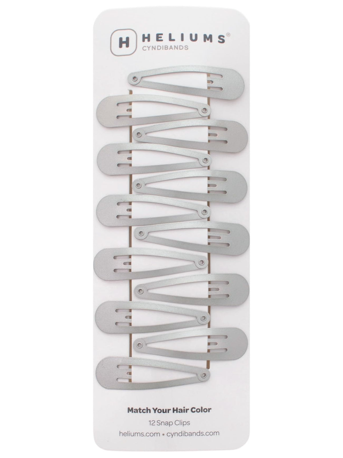 Heliums Snap Hair Clips in silver-gray 2in closeup, ideal for quick, secure everyday styling.