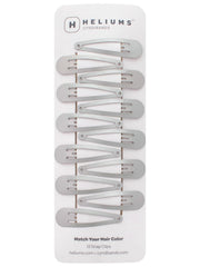 Heliums Snap Hair Clips in silver-gray 2in closeup, ideal for quick, secure everyday styling.