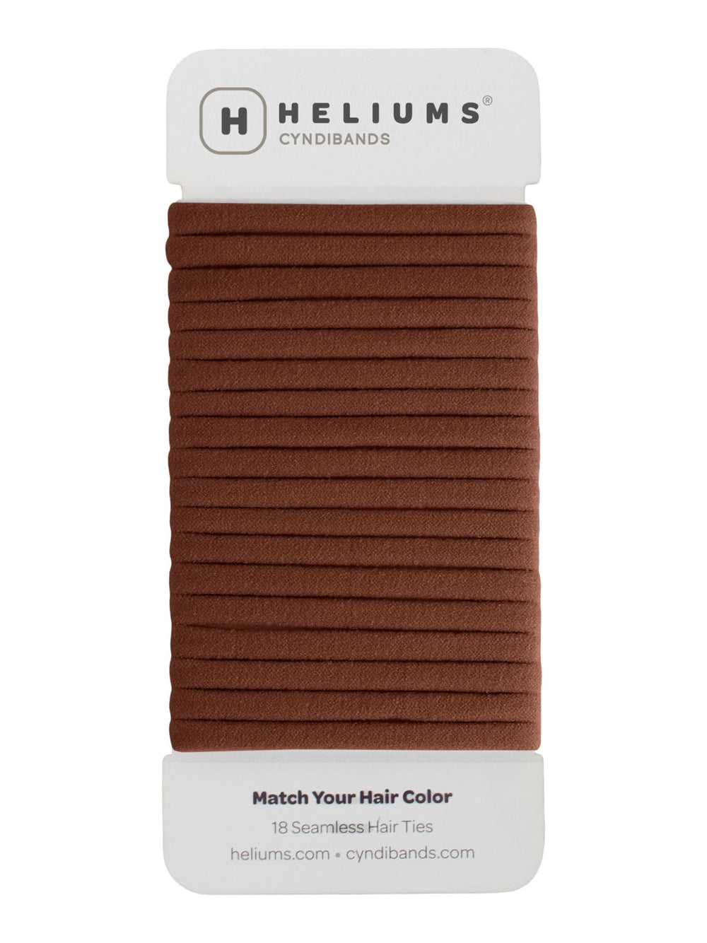 Heliums thin seamless hair tie in brown 6mm nylon offers gentle, snag-free hold.