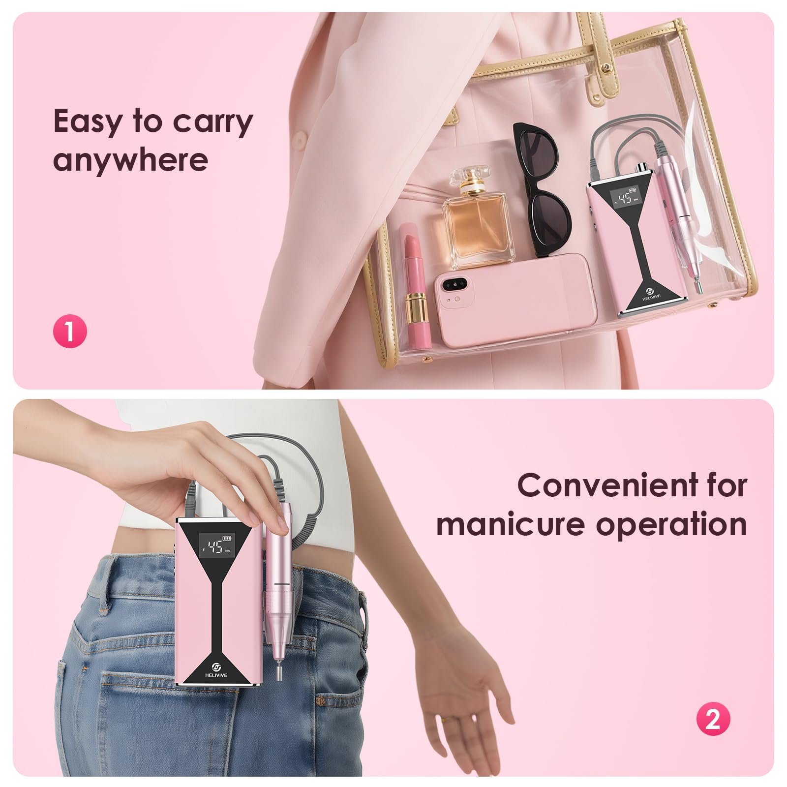 HELIVIVE ergonomic handle supports comfortable grip during use