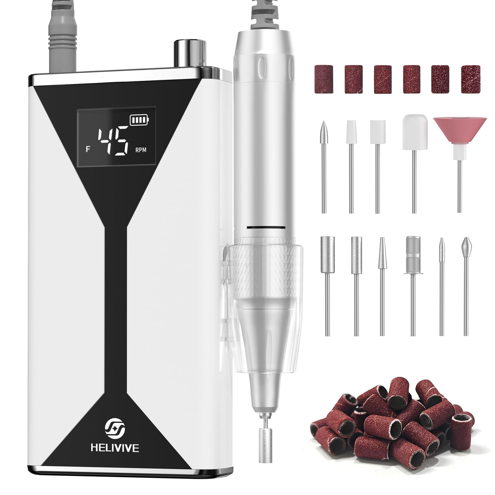 Lima eléctrica HELIVIVE de 45000 rpm para un acabado suave.