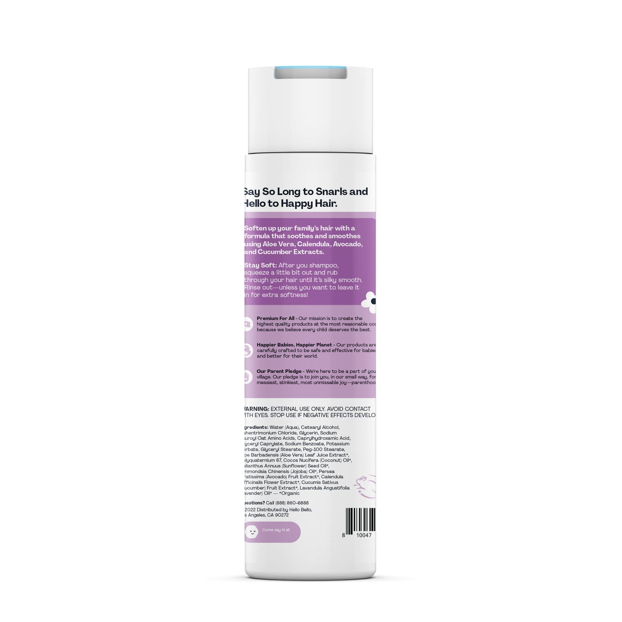 Hello Bello conditioner being massaged into wet hair to reduce tangles.