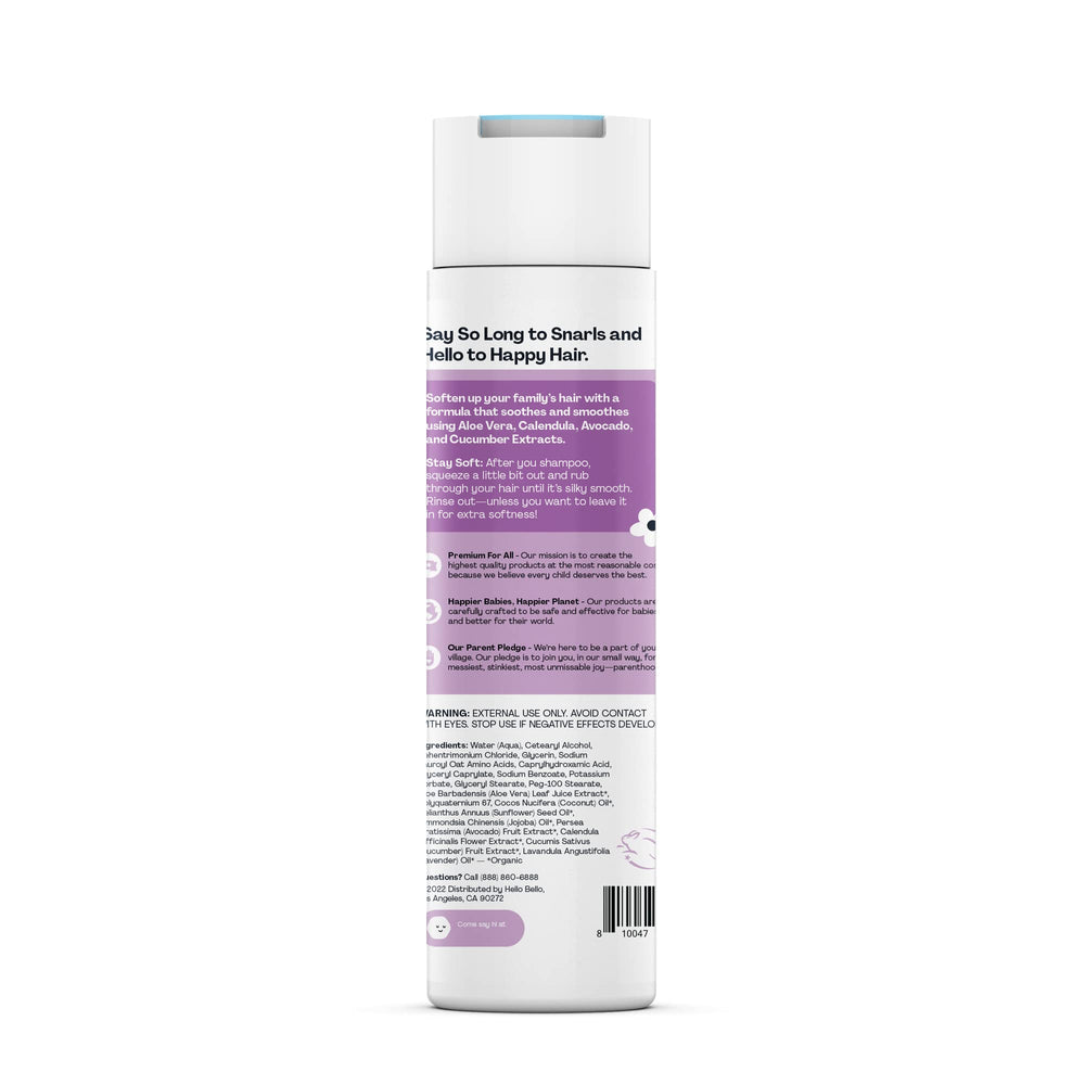 Hello Bello conditioner being massaged into wet hair to reduce tangles.