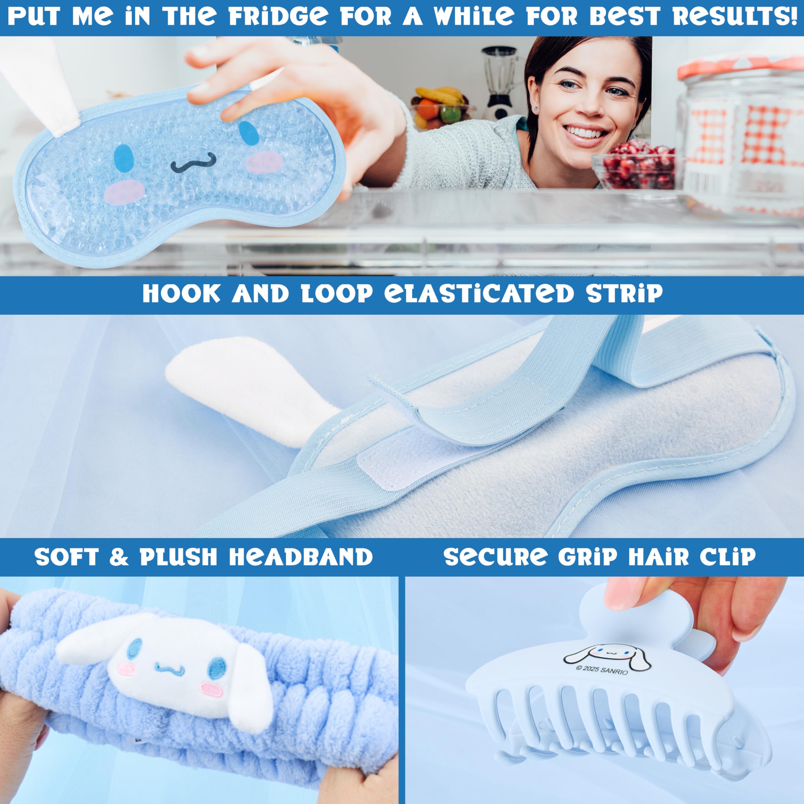 Hello Kitty Cinnamoroll hair clip secures hair during styling.