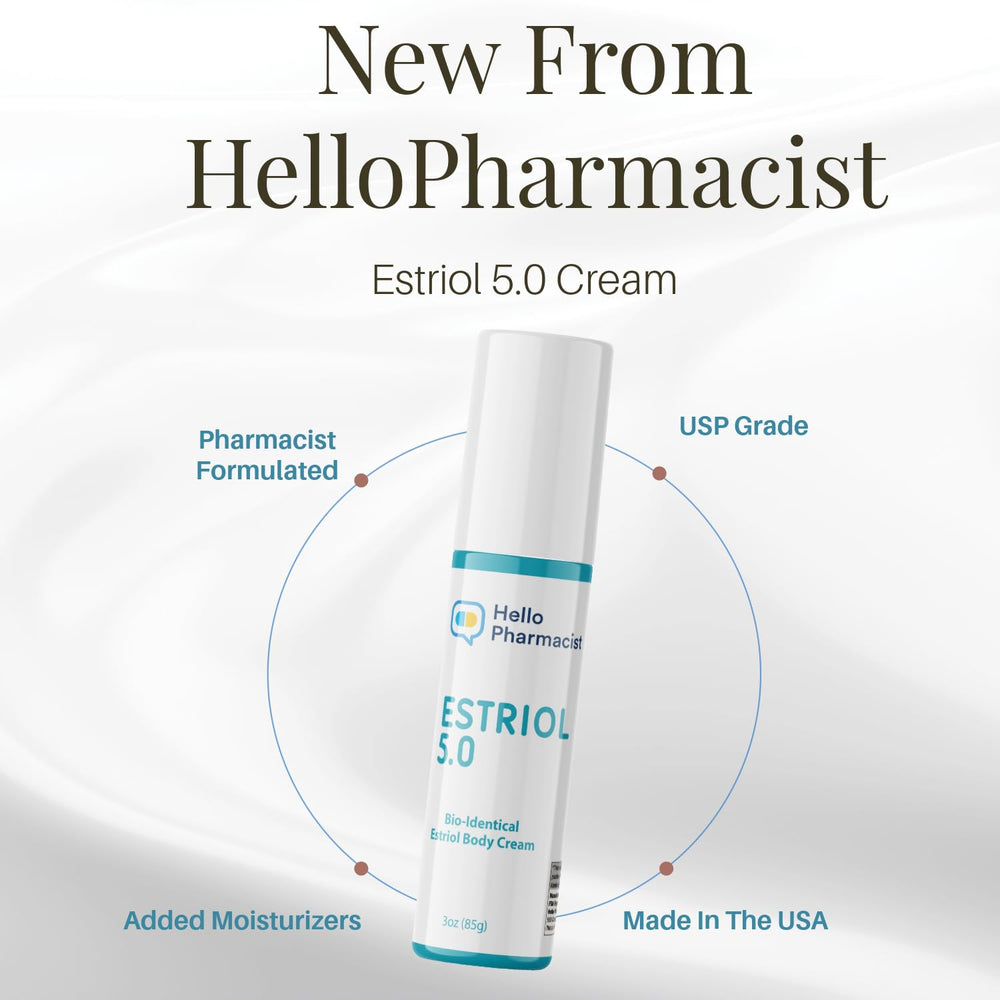 HelloPharmacist estriol 5.0 cream in routine setup for morning and night use