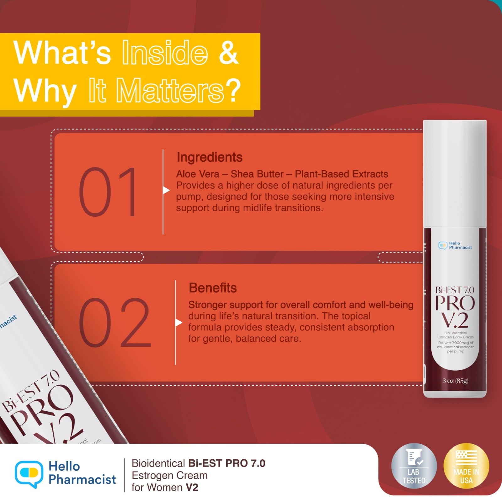 HelloPharmacist Bi-estro 7.0V2 Pro fragrance-free formula supports gentle skin care.