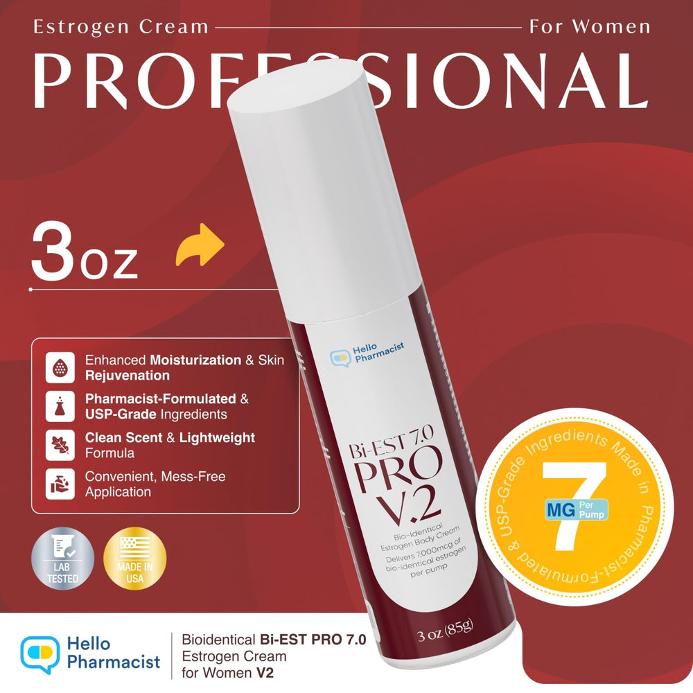HelloPharmacist Bi-estro 7.0V2 Pro formula with hyaluronic acid and aloe vera for lasting moisture.