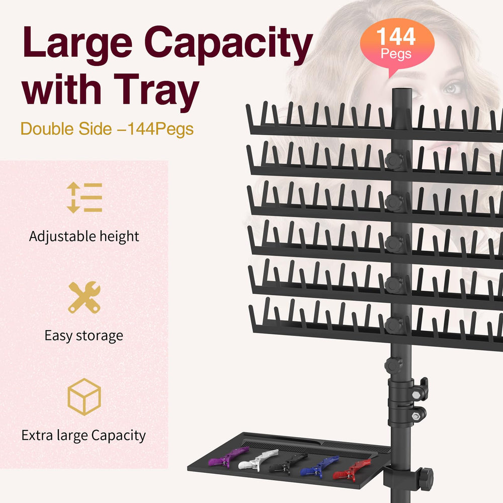 Hemndic two sided braiding rack with 144 pegs speeds up braiding workflow