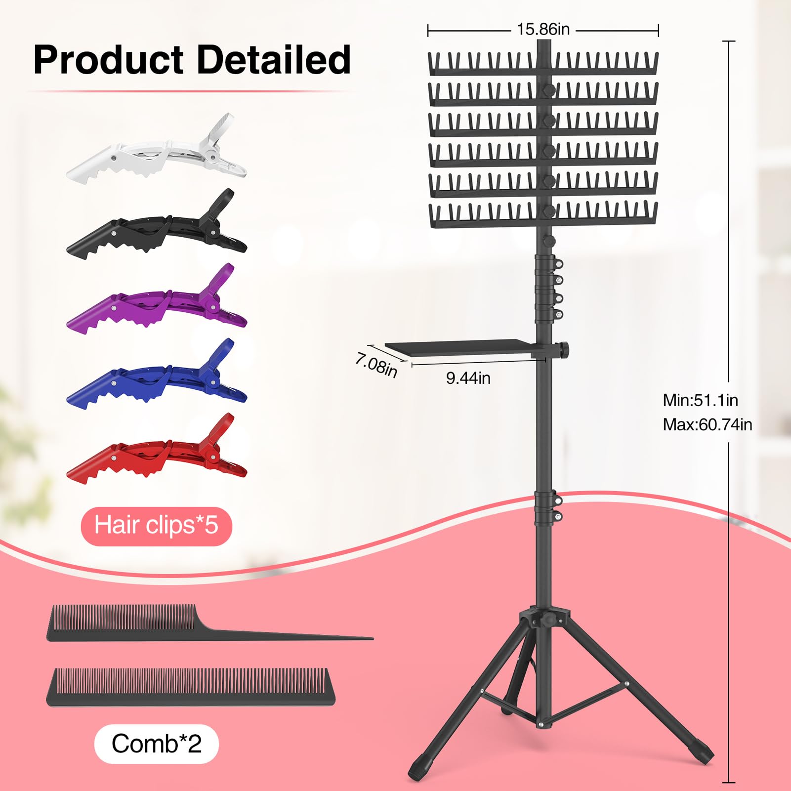 Hemndic foldable base braiding rack for easy storage and portability