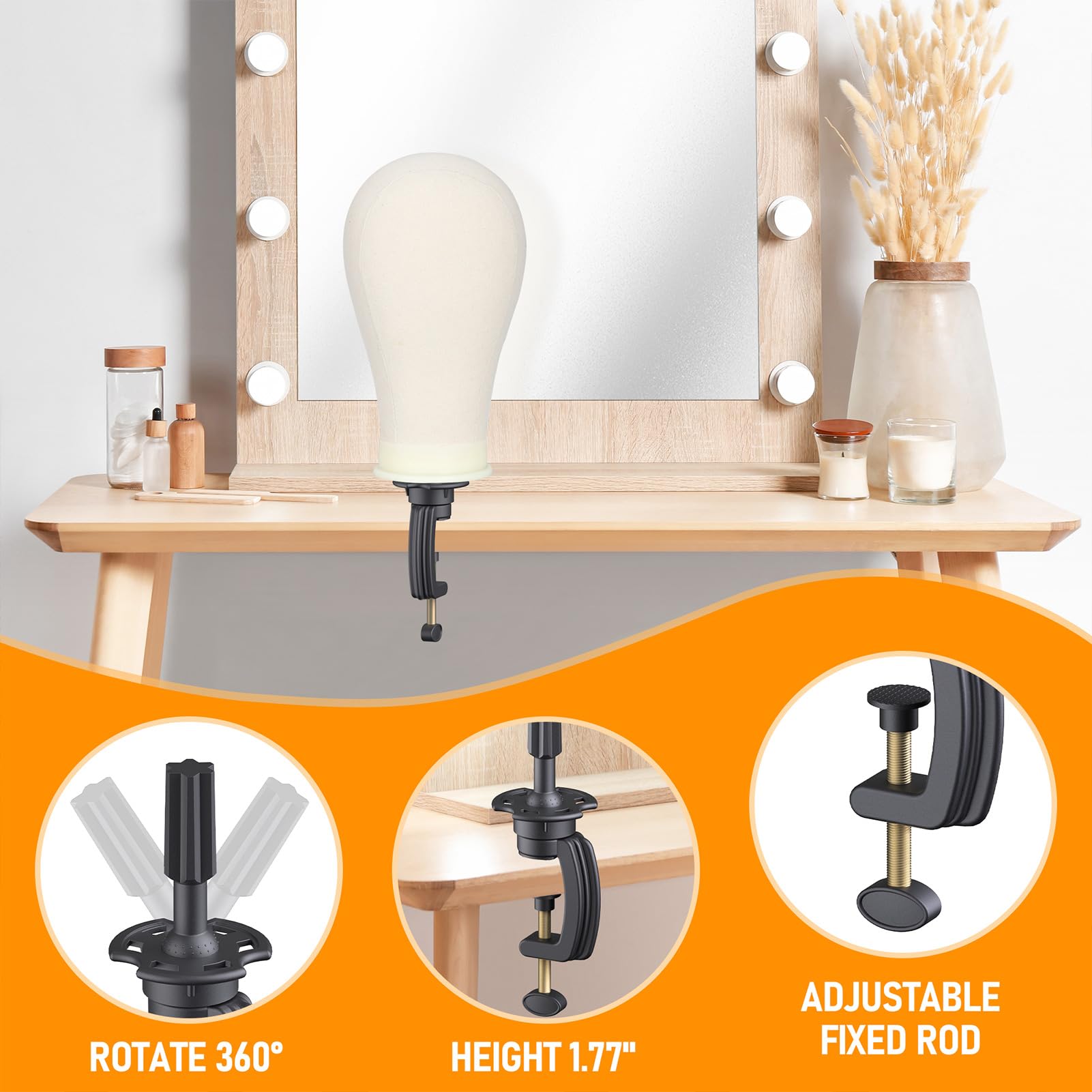 Hemndic wig stand floor tripod image highlights versatile floor display.