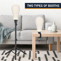 Hemndic wig stand table tripod demonstrates tabletop display and easy wig staging.