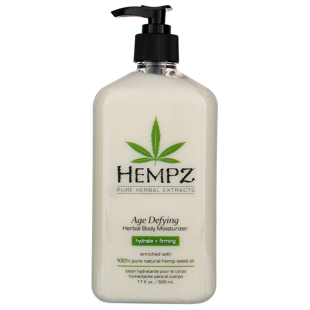 Hempz Age Defying Body Moisturizer rich cream texture swatch highlights moisturizing richness
