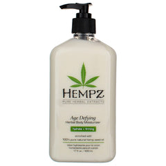Hempz Age Defying Body Moisturizer rich cream texture swatch highlights moisturizing richness