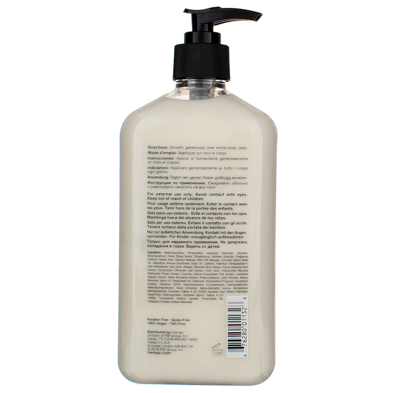 Hempz Age Defying Body Moisturizer pump-dispenser close-up for easy application