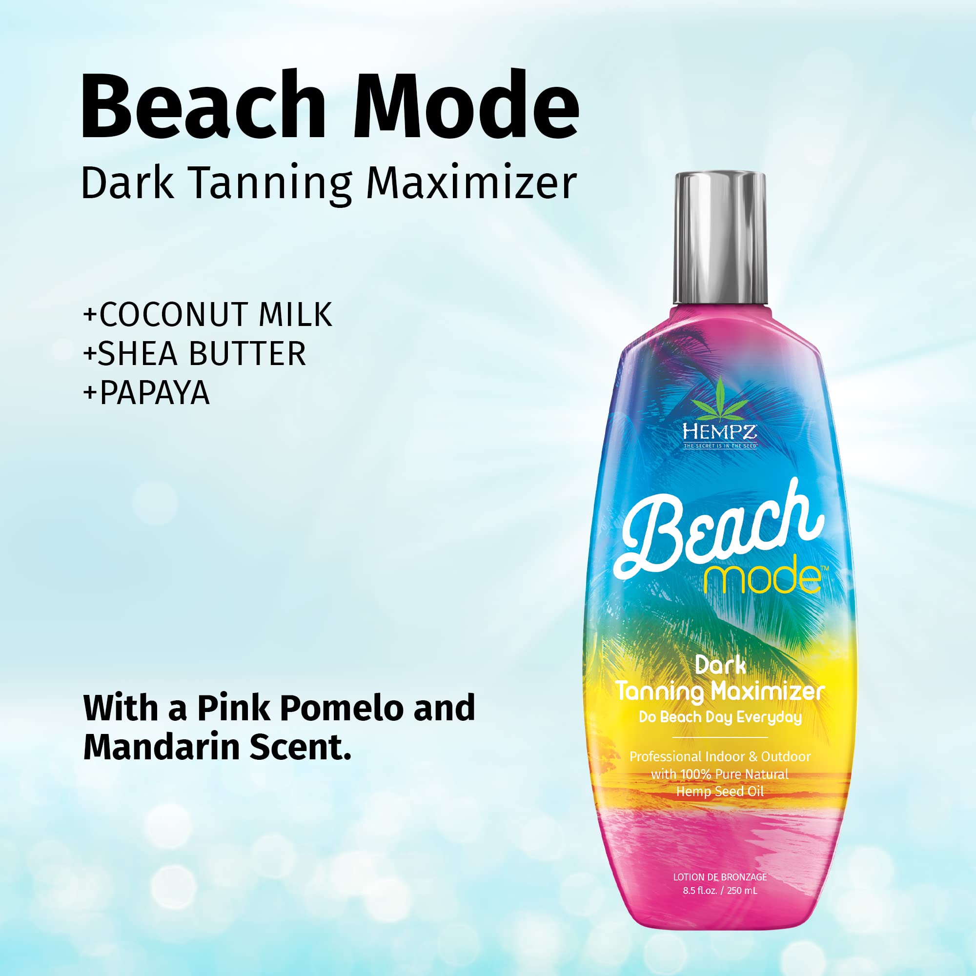 Hempz Beach Mode Maximizer texture closeup shows creamy formula for moisturized tan.