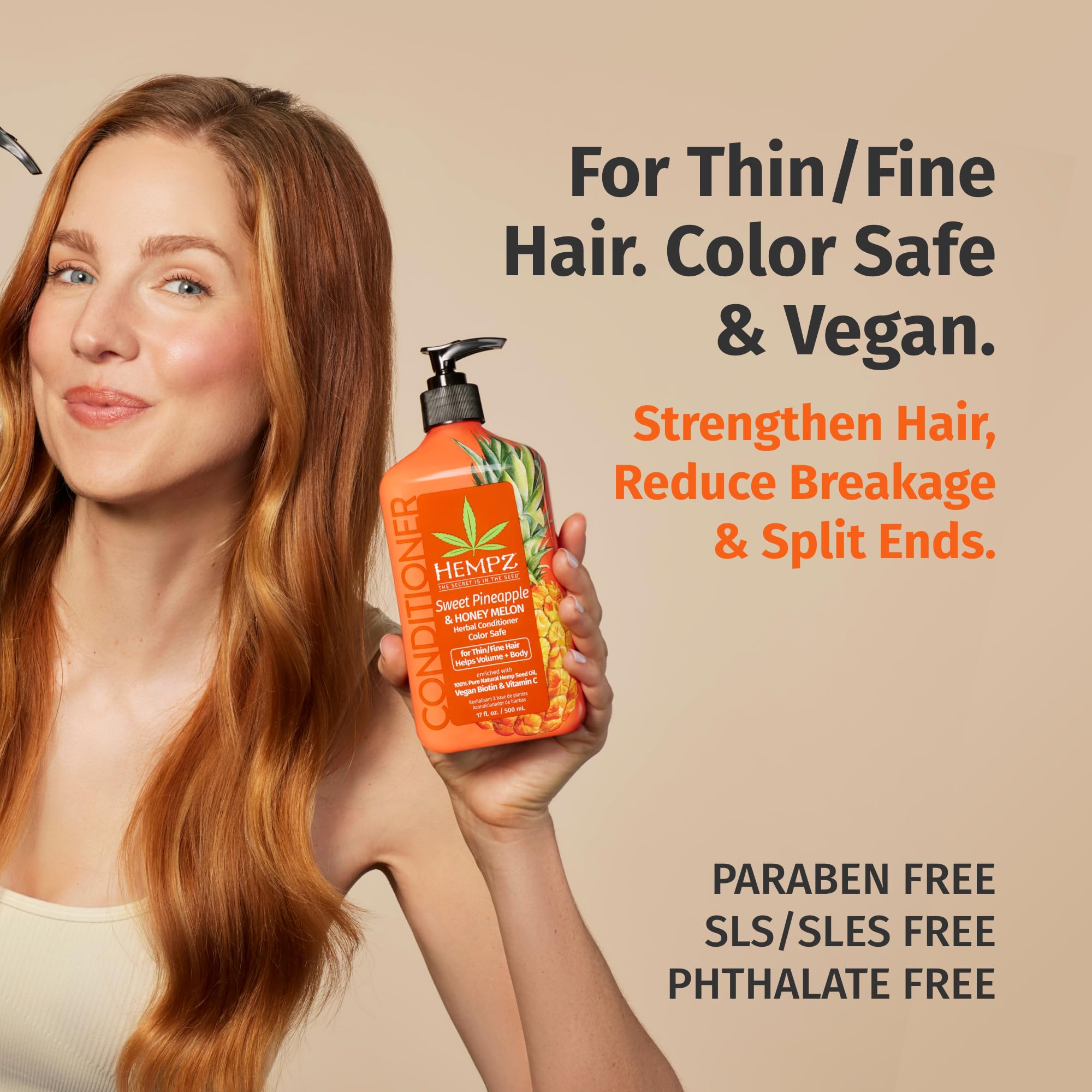 Hempz Biotin Conditioner application on hair shows detangling and softness