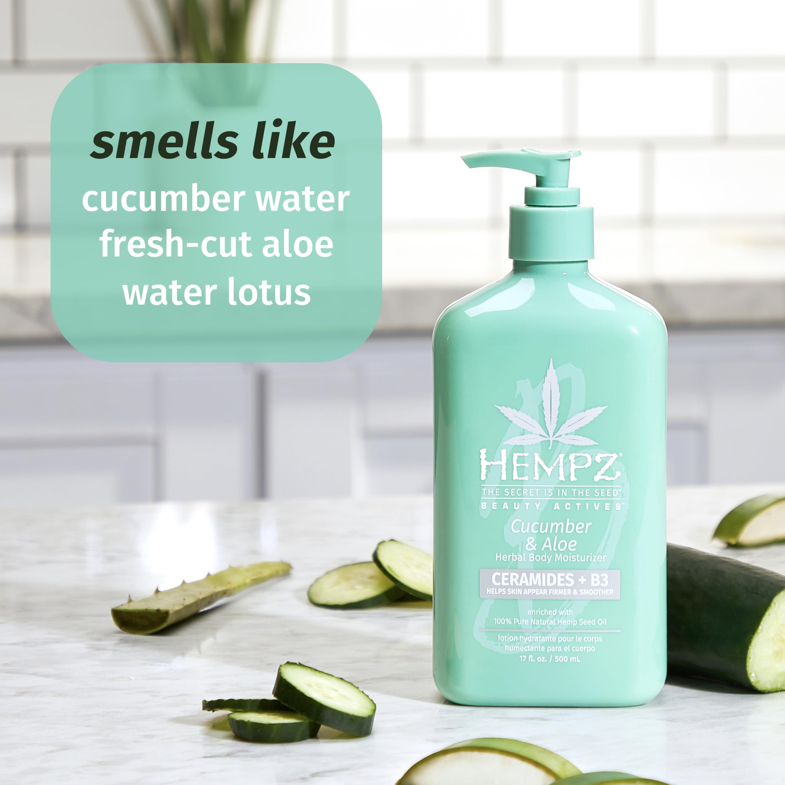 Hempz Body Lotion aloe calming-application demonstrates soothing daily routine