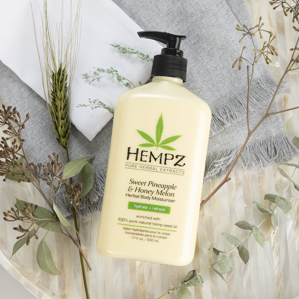 HEMPZ lotion in hand—easy daily application for nourished skin.