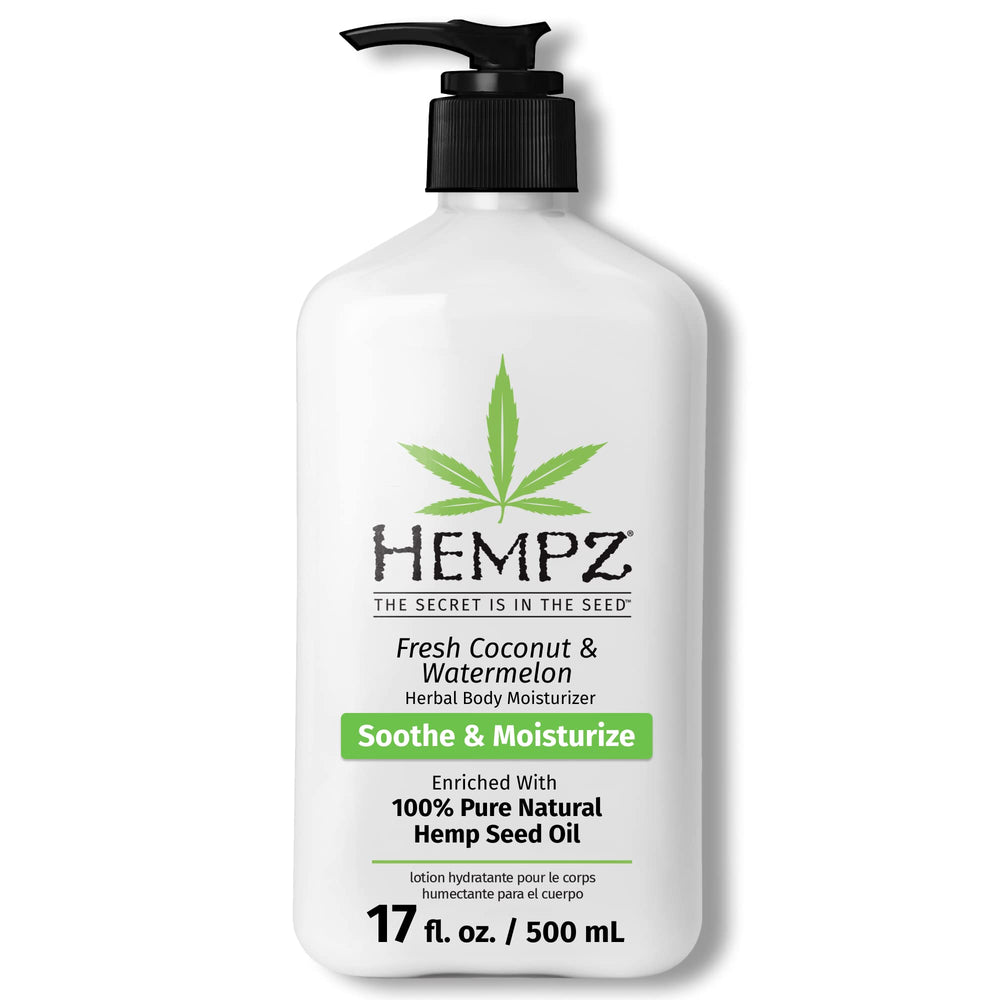 Hempz Body Lotion coconut watermelon bottle showing lightweight moisture
