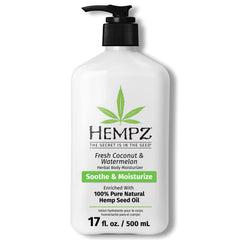 Hempz Body Lotion coconut watermelon bottle showing lightweight moisture