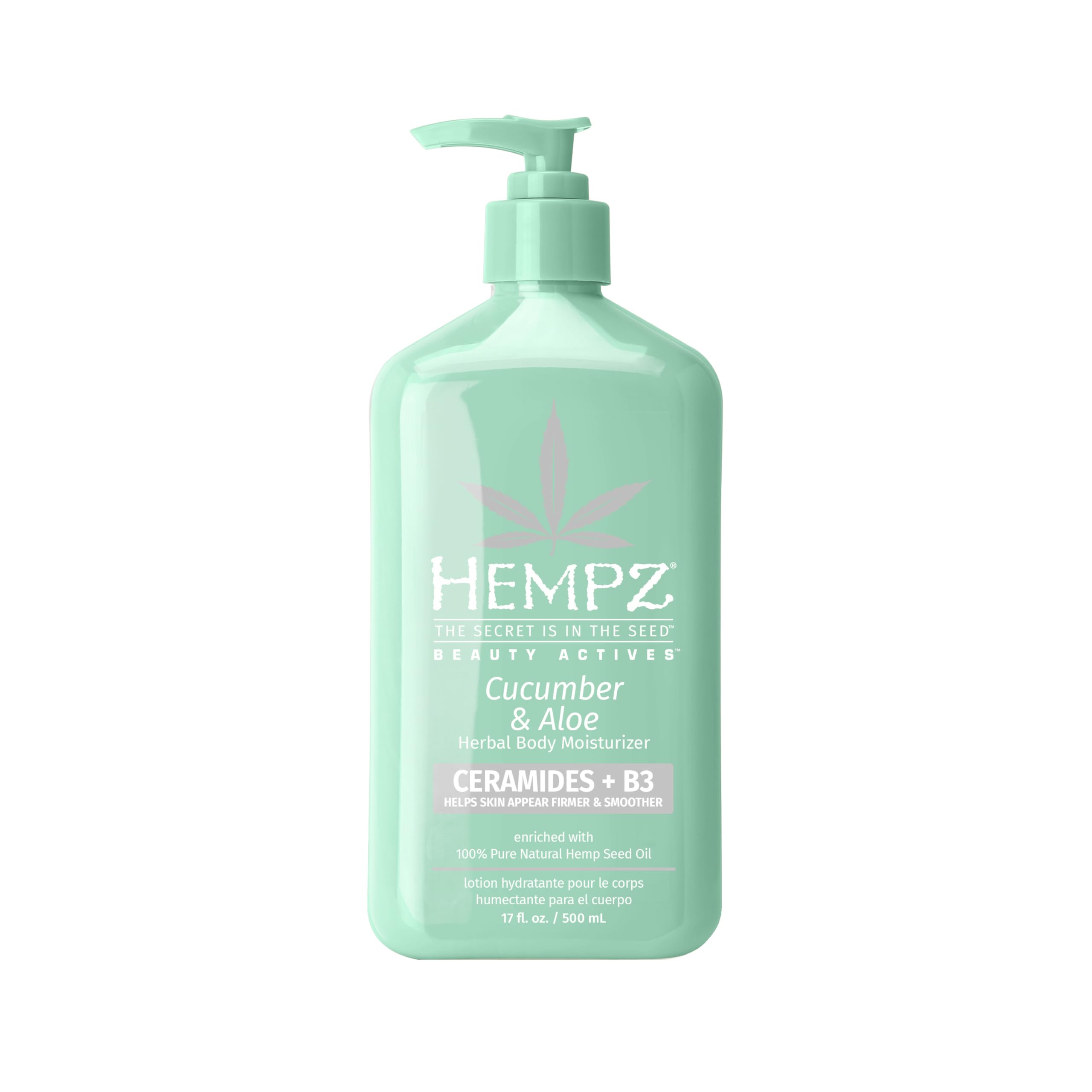 Hempz Body Lotion cucumber aloe bottle pump for daily hydration