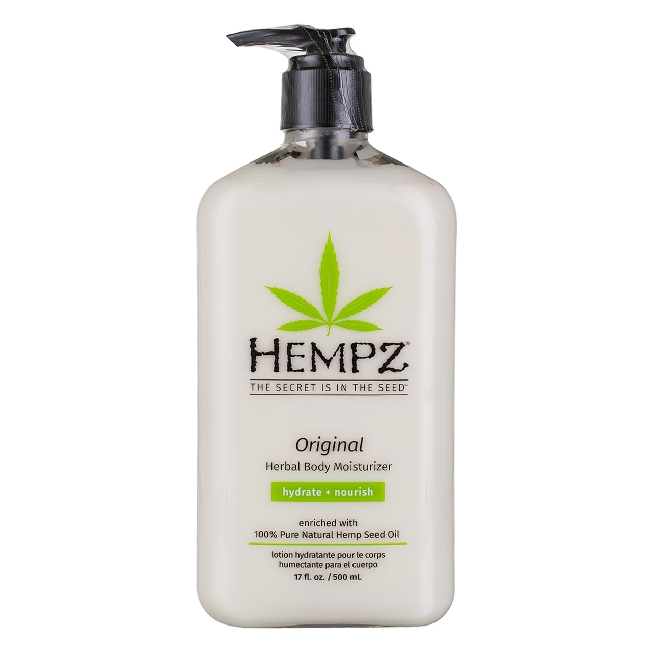 Hempz Body Moisturizer Original 17oz bottle front for daily hydration.