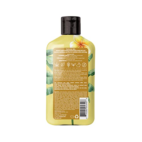 Close-up of Hempz Body Wash Original Floral Banana with shea butter and hemp seed oil ingredients for hydration.