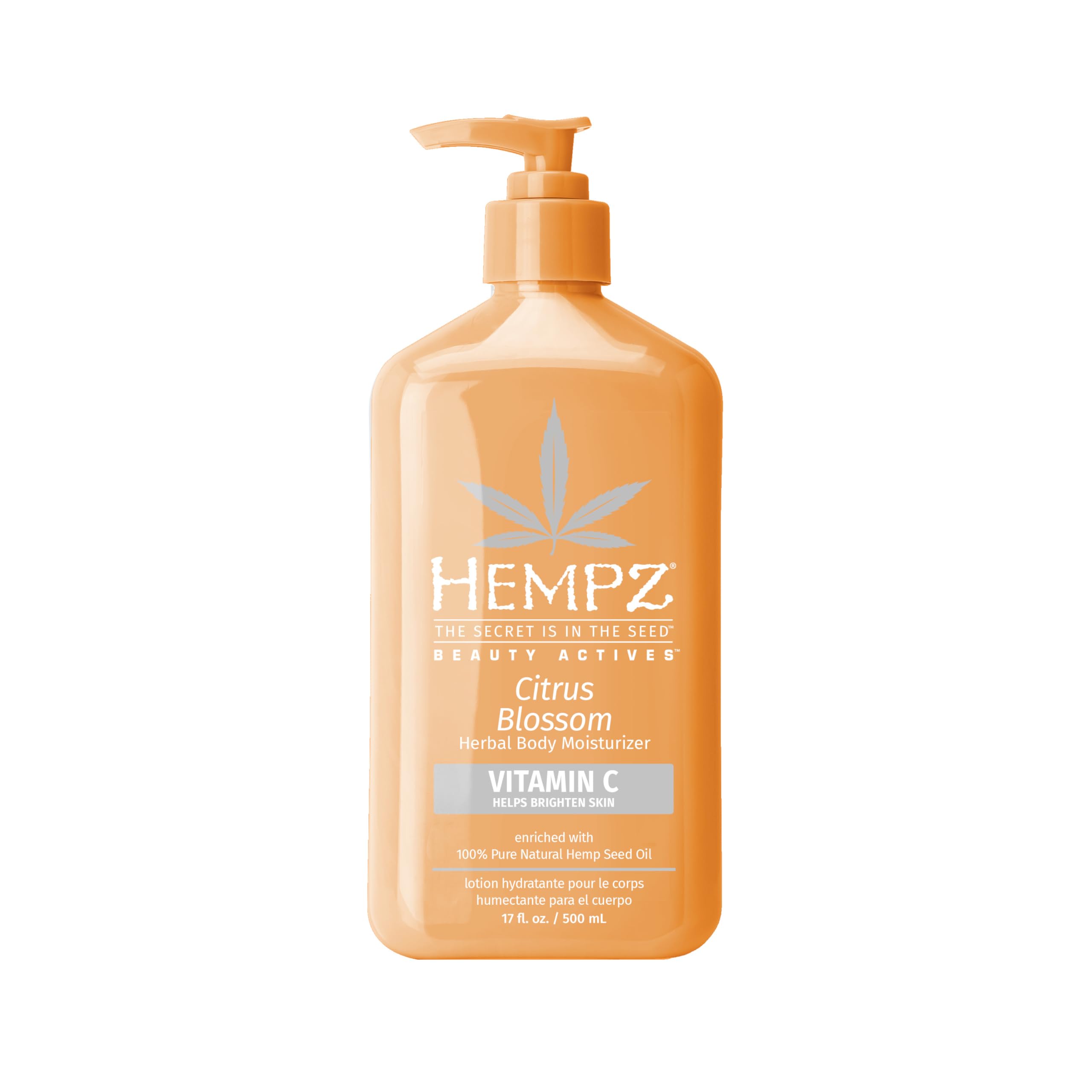 Hempz Citrus Blossom lotion bottle for easy daily moisturization and hydrated skin.