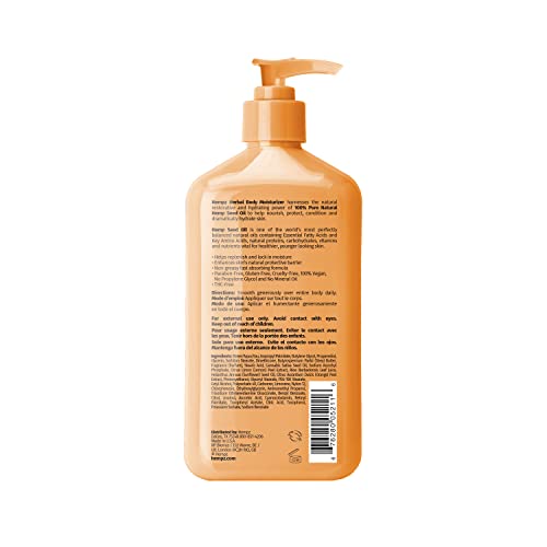 Hempz Citrus Blossom lotion pump dispensing for quick on-the-go hydration after shower.
