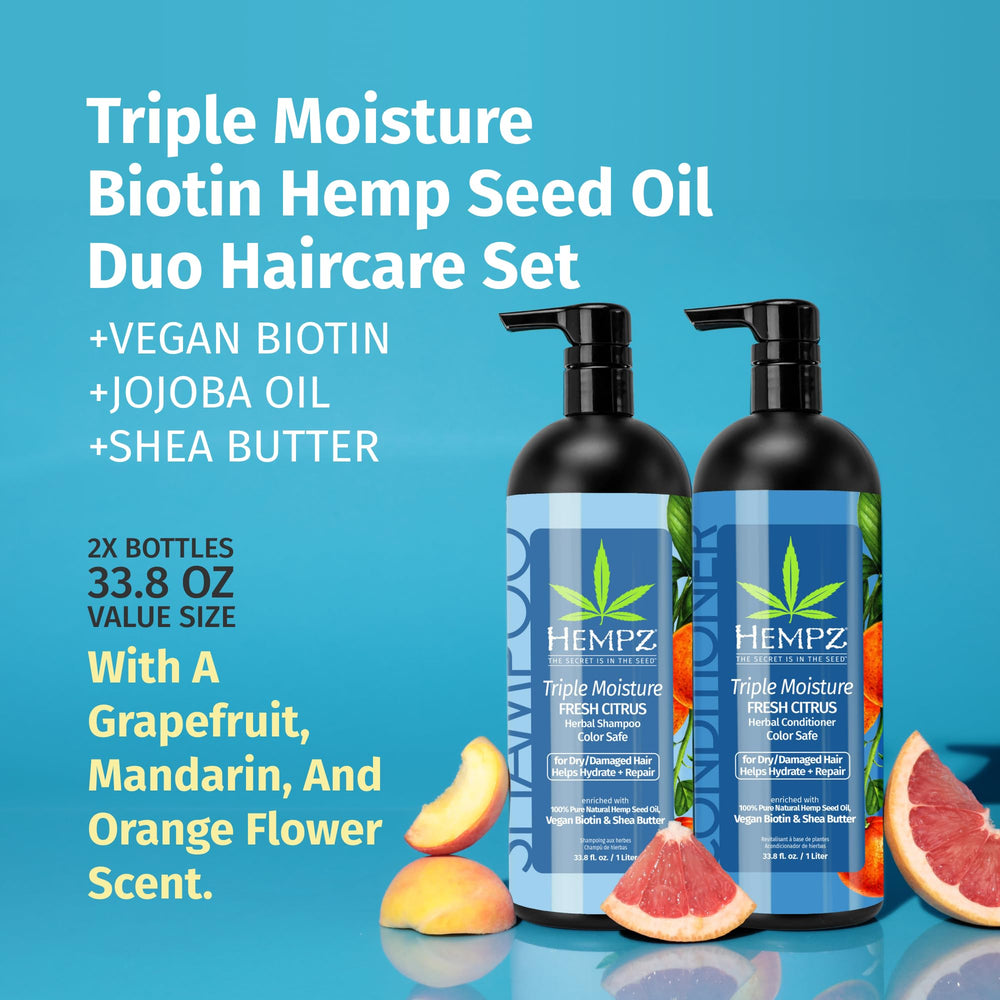 HEMPZ conditioner bottle grapefruit-peach nourishing finish for frizz control.