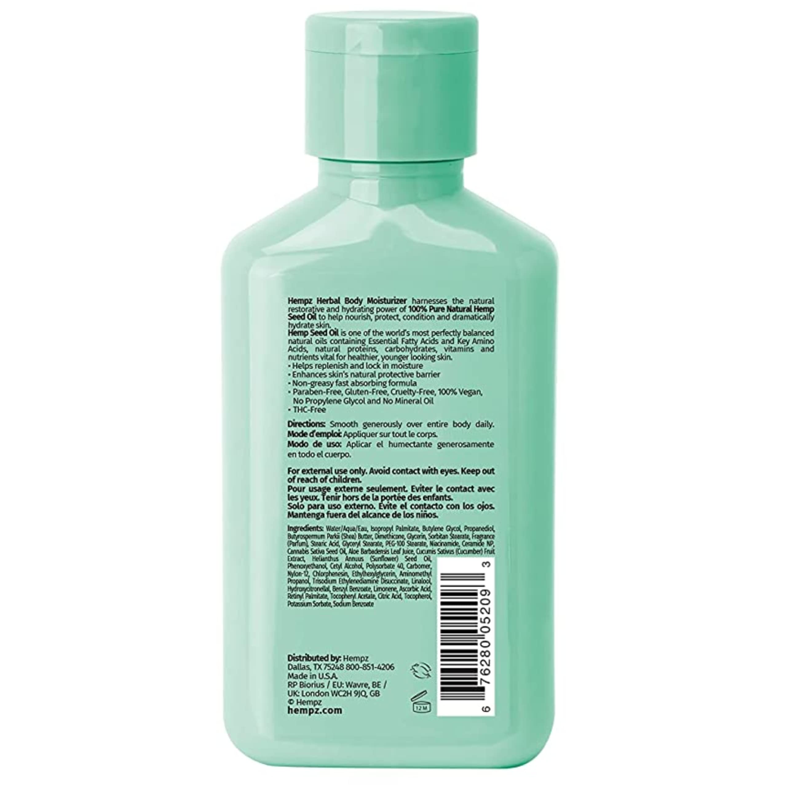 Hempz cucumber aloe cream texture application shows fast absorbing daily moisturizer