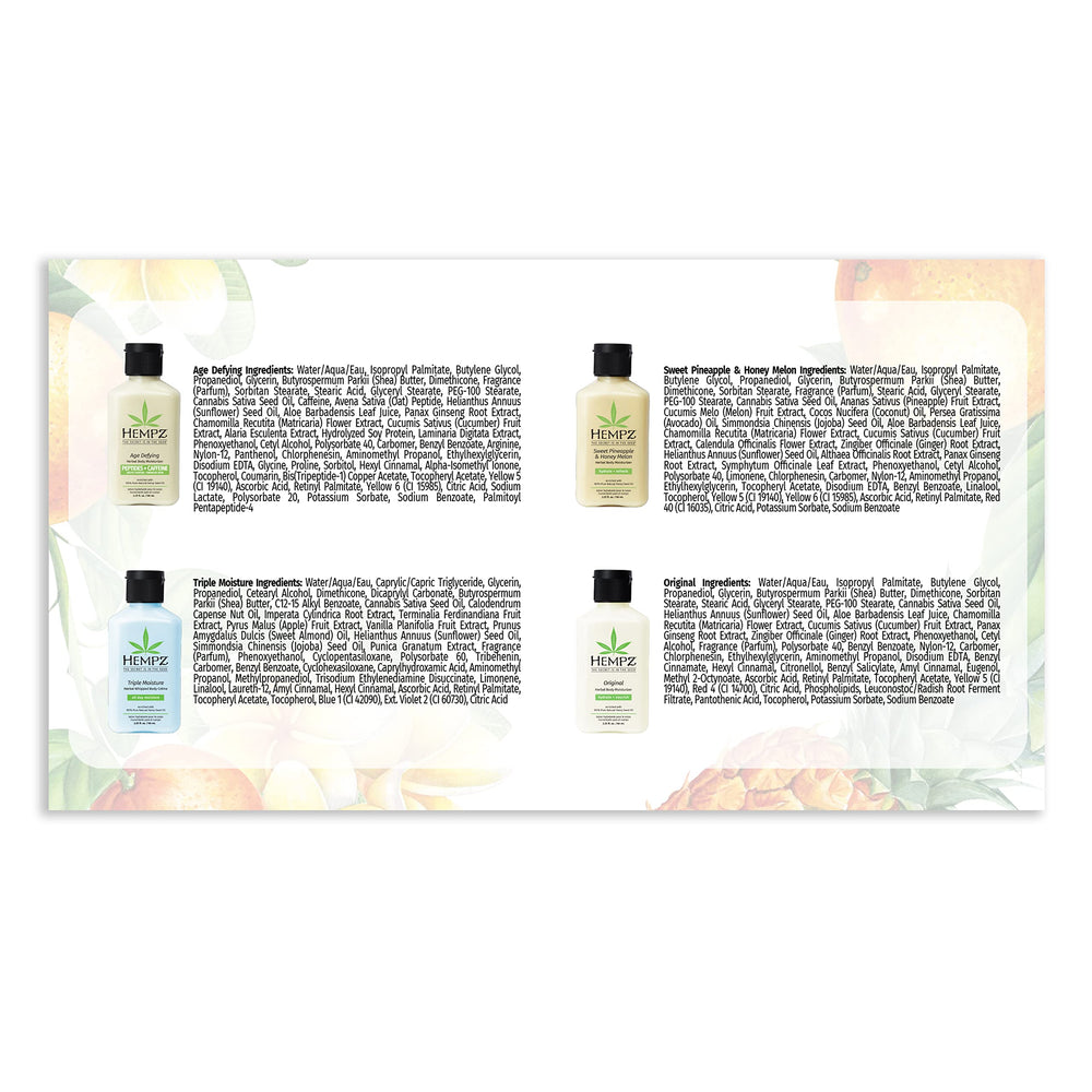 Hempz mini lotion set Triple Moisture helps damp skin with rich hydration.